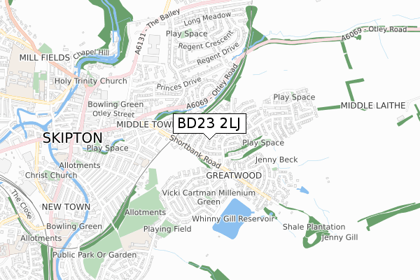 BD23 2LJ map - small scale - OS Open Zoomstack (Ordnance Survey)