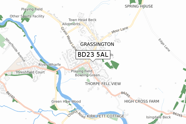 BD23 5AL map - small scale - OS Open Zoomstack (Ordnance Survey)