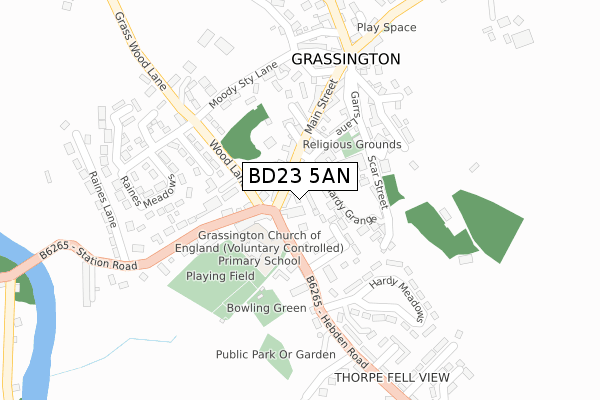 BD23 5AN map - large scale - OS Open Zoomstack (Ordnance Survey)