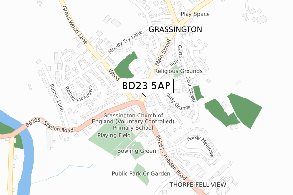 BD23 5AP map - large scale - OS Open Zoomstack (Ordnance Survey)