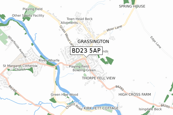 BD23 5AP map - small scale - OS Open Zoomstack (Ordnance Survey)