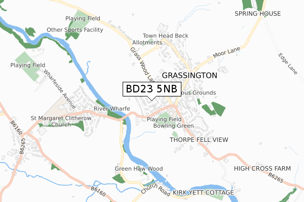 BD23 5NB map - small scale - OS Open Zoomstack (Ordnance Survey)