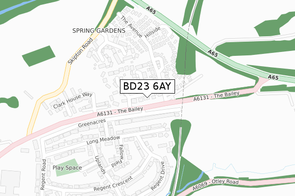 BD23 6AY map - large scale - OS Open Zoomstack (Ordnance Survey)