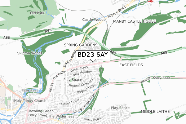 BD23 6AY map - small scale - OS Open Zoomstack (Ordnance Survey)