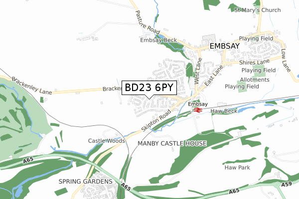 BD23 6PY map - small scale - OS Open Zoomstack (Ordnance Survey)