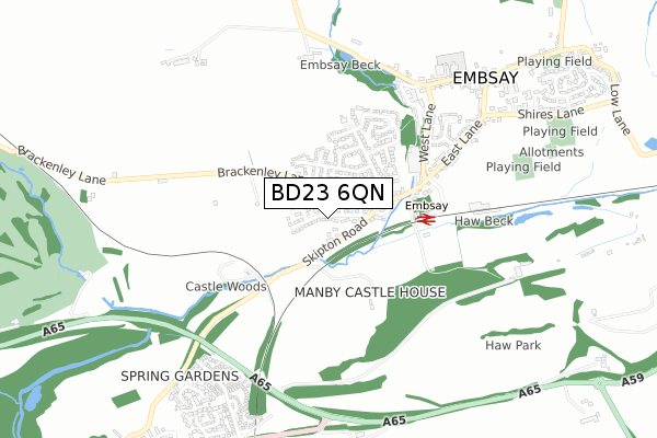 BD23 6QN map - small scale - OS Open Zoomstack (Ordnance Survey)