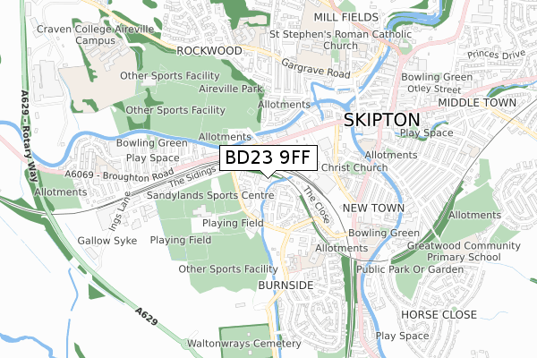 BD23 9FF map - small scale - OS Open Zoomstack (Ordnance Survey)