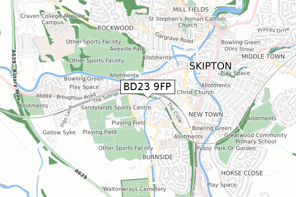 BD23 9FP map - small scale - OS Open Zoomstack (Ordnance Survey)