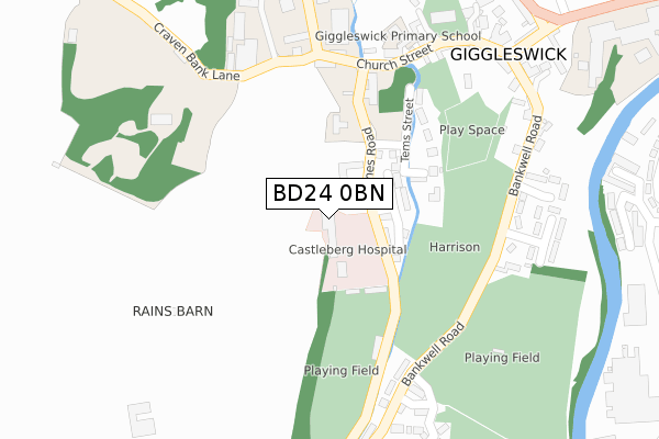 BD24 0BN map - large scale - OS Open Zoomstack (Ordnance Survey)