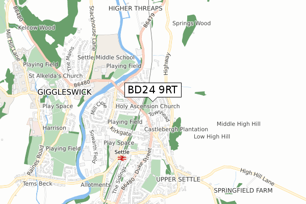 BD24 9RT map - small scale - OS Open Zoomstack (Ordnance Survey)