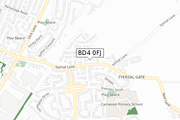 BD4 0FJ map - large scale - OS Open Zoomstack (Ordnance Survey) BD4 0FJ map - large scale - OS Open Zoomstack (Ordnance Survey)