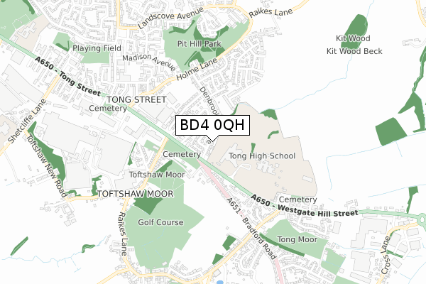 BD4 0QH map - small scale - OS Open Zoomstack (Ordnance Survey)