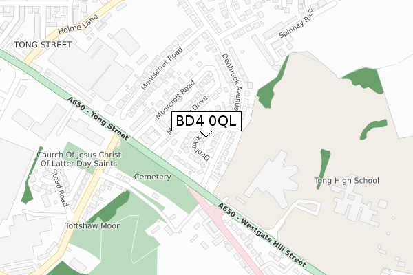 BD4 0QL map - large scale - OS Open Zoomstack (Ordnance Survey)