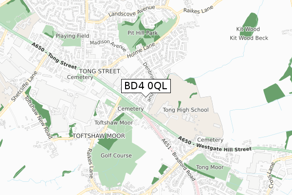 BD4 0QL map - small scale - OS Open Zoomstack (Ordnance Survey)