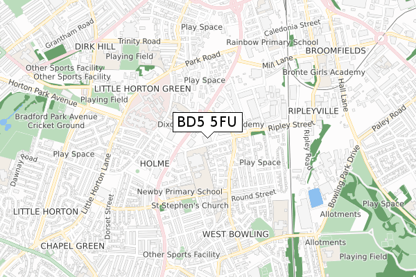 BD5 5FU map - small scale - OS Open Zoomstack (Ordnance Survey) BD5 5FU map - small scale - OS Open Zoomstack (Ordnance Survey)