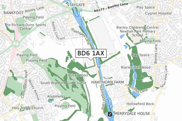 BD6 1AX map - small scale - OS Open Zoomstack (Ordnance Survey) BD6 1AX map - small scale - OS Open Zoomstack (Ordnance Survey)