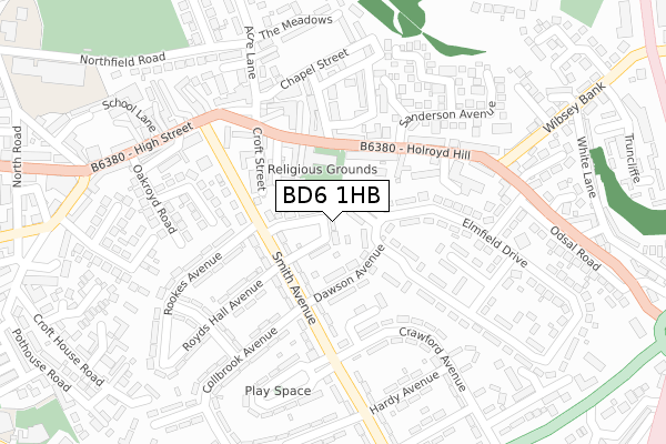 BD6 1HB map - large scale - OS Open Zoomstack (Ordnance Survey)