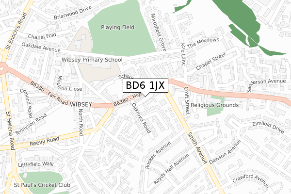 BD6 1JX map - large scale - OS Open Zoomstack (Ordnance Survey)