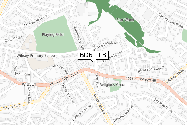 BD6 1LB map - large scale - OS Open Zoomstack (Ordnance Survey)