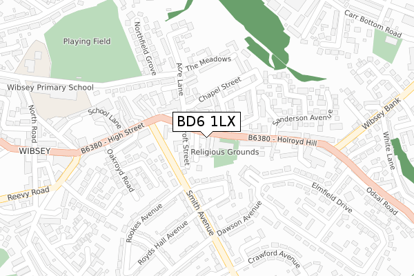 BD6 1LX map - large scale - OS Open Zoomstack (Ordnance Survey)