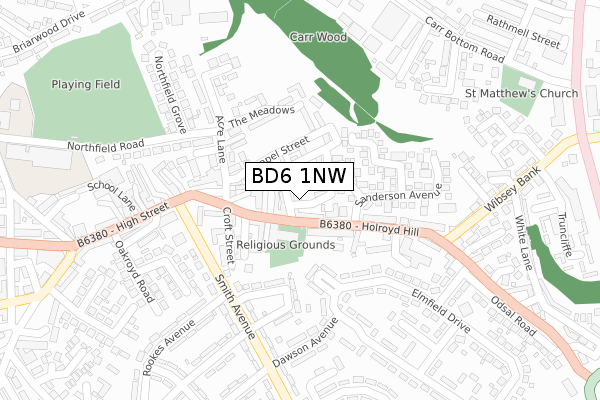 BD6 1NW map - large scale - OS Open Zoomstack (Ordnance Survey) BD6 1NW map - large scale - OS Open Zoomstack (Ordnance Survey)