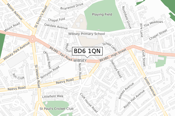 BD6 1QN map - large scale - OS Open Zoomstack (Ordnance Survey)