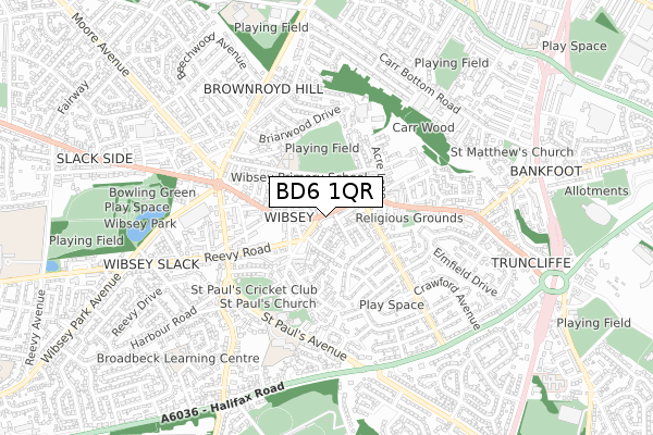 BD6 1QR map - small scale - OS Open Zoomstack (Ordnance Survey)