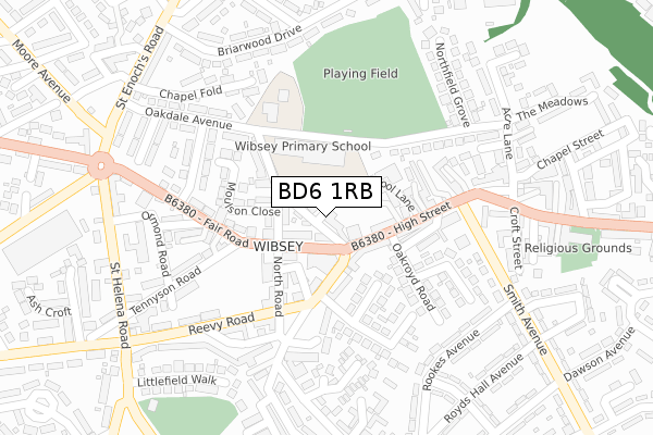 BD6 1RB map - large scale - OS Open Zoomstack (Ordnance Survey)