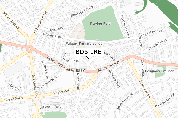 BD6 1RE map - large scale - OS Open Zoomstack (Ordnance Survey)