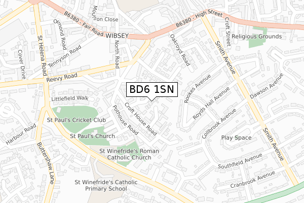 BD6 1SN map - large scale - OS Open Zoomstack (Ordnance Survey)