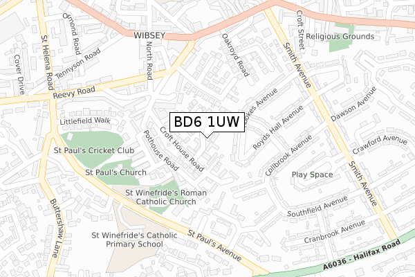 BD6 1UW map - large scale - OS Open Zoomstack (Ordnance Survey) BD6 1UW map - large scale - OS Open Zoomstack (Ordnance Survey)