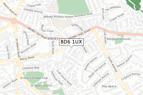 BD6 1UX map - large scale - OS Open Zoomstack (Ordnance Survey)