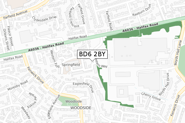 BD6 2BY map - large scale - OS Open Zoomstack (Ordnance Survey)
