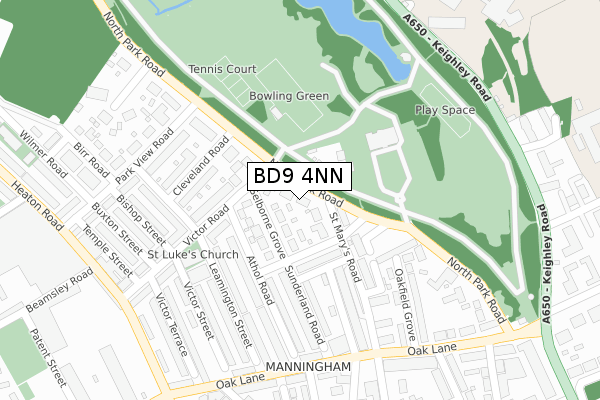 BD9 4NN map - large scale - OS Open Zoomstack (Ordnance Survey)