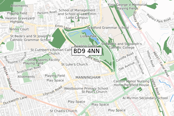 BD9 4NN map - small scale - OS Open Zoomstack (Ordnance Survey)