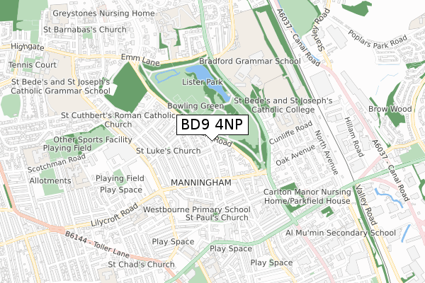 BD9 4NP map - small scale - OS Open Zoomstack (Ordnance Survey) BD9 4NP map - small scale - OS Open Zoomstack (Ordnance Survey)