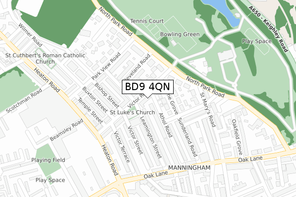 BD9 4QN map - large scale - OS Open Zoomstack (Ordnance Survey)