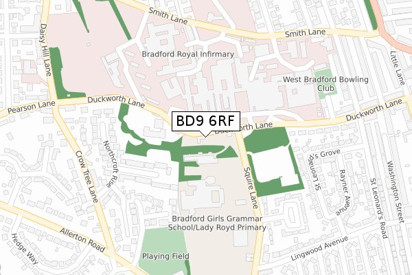 BD9 6RF map - large scale - OS Open Zoomstack (Ordnance Survey)