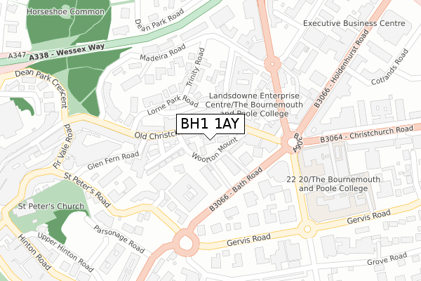 BH1 1AY map - large scale - OS Open Zoomstack (Ordnance Survey)