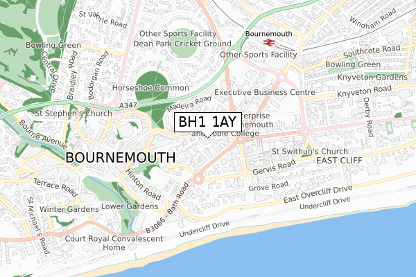 BH1 1AY map - small scale - OS Open Zoomstack (Ordnance Survey)