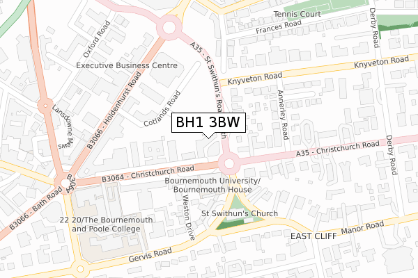 BH1 3BW map - large scale - OS Open Zoomstack (Ordnance Survey)