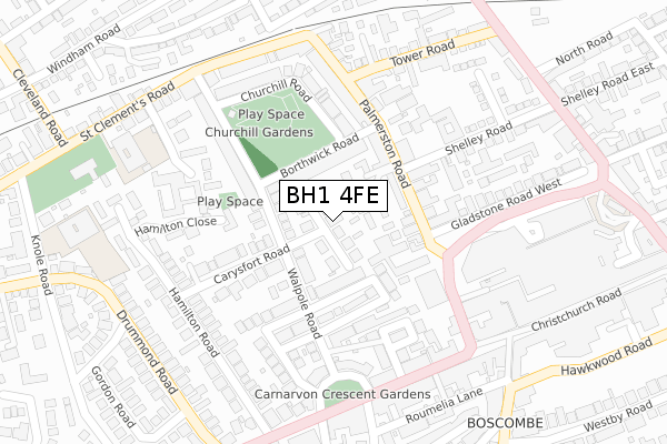 BH1 4FE map - large scale - OS Open Zoomstack (Ordnance Survey)