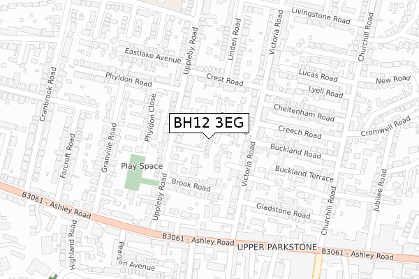 BH12 3EG map - large scale - OS Open Zoomstack (Ordnance Survey)