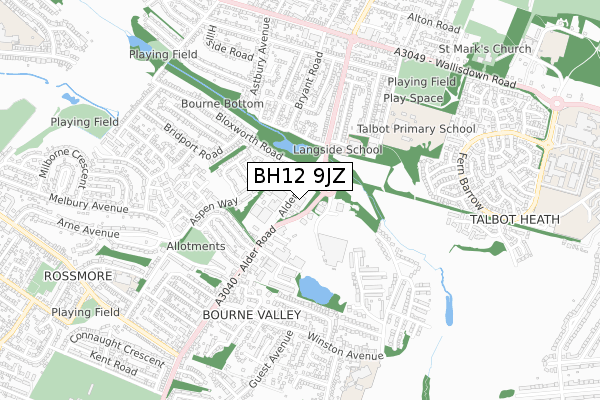 BH12 9JZ map - small scale - OS Open Zoomstack (Ordnance Survey) BH12 9JZ map - small scale - OS Open Zoomstack (Ordnance Survey)