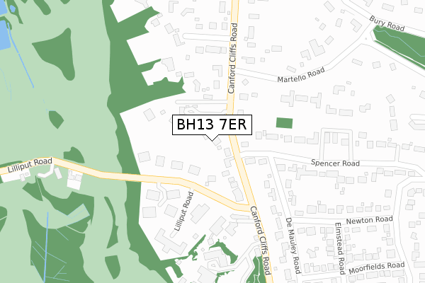 BH13 7ER map - large scale - OS Open Zoomstack (Ordnance Survey)