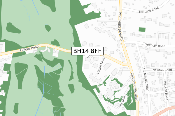 BH14 8FF map - large scale - OS Open Zoomstack (Ordnance Survey)