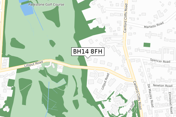 BH14 8FH map - large scale - OS Open Zoomstack (Ordnance Survey)