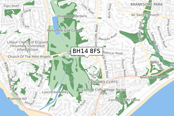 BH14 8FS map - small scale - OS Open Zoomstack (Ordnance Survey)