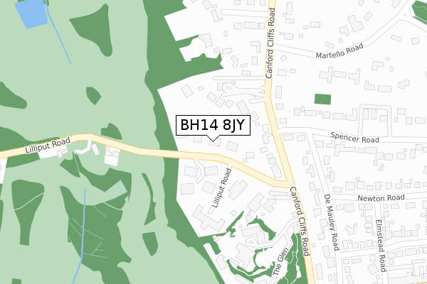 BH14 8JY map - large scale - OS Open Zoomstack (Ordnance Survey)