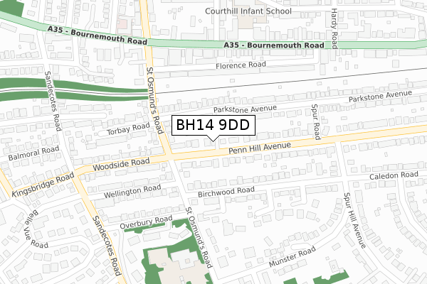 BH14 9DD map - large scale - OS Open Zoomstack (Ordnance Survey) BH14 9DD map - large scale - OS Open Zoomstack (Ordnance Survey)